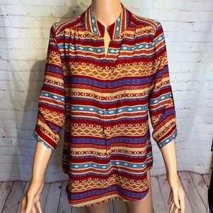 Antilia Femme boho patterned button down top nwot